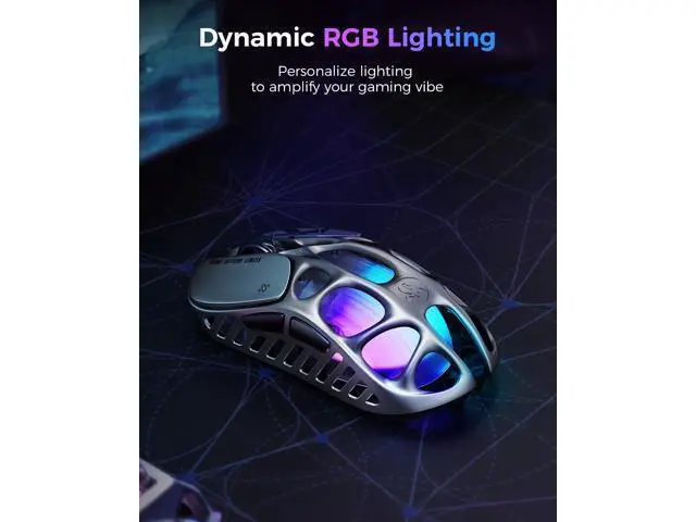 Alt view image 4 of 7 - GravaStar Mercury X Wireless Gaming Mouse 32,000 DPI PAW 3950 Sensor, 1000Hz Polling Rate, Only 49g, Magnesium Alloy Hollow Frame, RGB Lighting, 5 Programmable Buttons