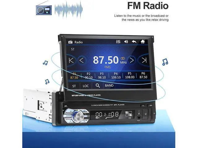 Alt view image 5 of 7 - Bluetooth Single Din Car Stereo 7 Inch Retractable Touchscreen Car Radio with Backup Camera Support Mirror Link