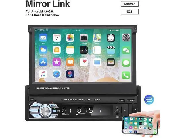 Alt view image 7 of 7 - Bluetooth Single Din Car Stereo 7 Inch Retractable Touchscreen Car Radio with Backup Camera Support Mirror Link