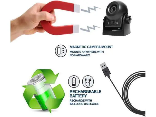 Alt view image 4 of 7 - Wireless Backup Camera,1080P HD Magnetic Rear View Camera for Truck/RV/Trailer, Works with CarPlay & Android Auto/inDash Screen, NoDrill Install, Rechargeable Battery, Night Vision, IP68