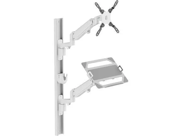 Alt view image 3 of 7 - ZeboZap ZLTV8022 Wall Monitor Mount with Keyboard Tray | Fits 17 to 43 Inch | Single Monitor Wall Mount with Laptop Tray | Home Office, Bedside, Healthcare | White | 26.4 lbs