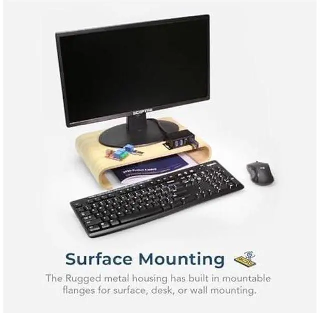 Alt view image 3 of 6 - Coolgear USB 3.2 Powered 4-Port Mini Hub, 5Gbps Fast Data Transfer with ESD & Surge Protection Durable and Mountable USB Hub