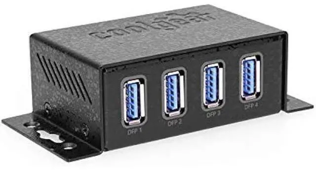 Main image of Coolgear USB 3.2 Powered 4-Port Mini Hub, 5Gbps Fast Data Transfer with ESD & Surge Protection Durable and Mountable USB Hub