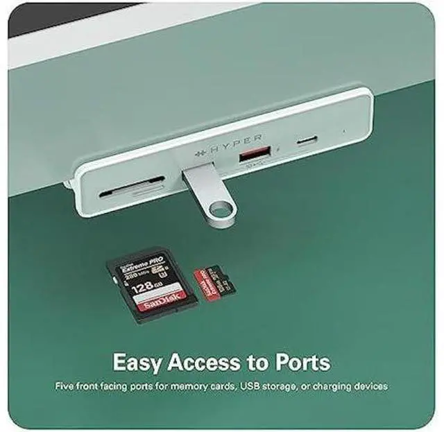 Alt view image 2 of 5 - HyperDrive 6in1 USB Hub Adapter: HDMI 4K60Hz, USB-C 10Gbps, 2 USB-A 10Gbps, SD UHS-I, MicroSD UHS-I for iMac 2021 24 inch