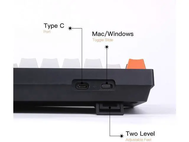 Alt view image 3 of 7 - Keychron C2 Full Size Wired Mechanical Keyboard for Mac, Hot-swappable, Gateron G Pro Brown Switch, RGB Backlight, 104 Keys ABS keycaps Gaming Keyboard for Windows, USB-C Type-C Braid Cable