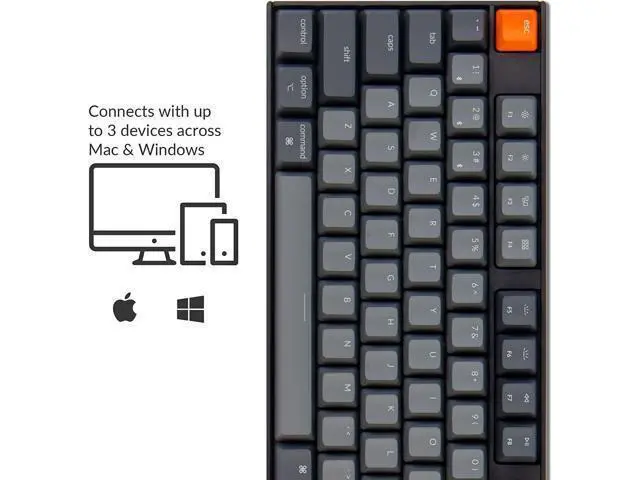 Alt view image 3 of 7 - Keychron K10 Wireless Mechanical Gaming Keyboard, Hot-Swappable 104 Keys Full Size Gateron G Pro Brown Switch, White LED Backlight USB-C Wired Bluetooth Professional Office Keyboard for Mac/Windows