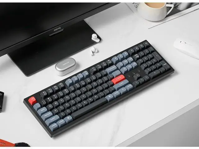 Alt view image 3 of 7 - Keychron K10 Pro QMK/VIA Custom Wireless Mechanical Keyboard, Hot-Swappable Full Size 108 Keys Programmable White LED Backlit Brown Switch, Bluetooth/USB-C Wired Gaming Keyboard for Mac Windows Linux