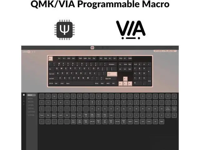 Alt view image 2 of 7 - Keychron C2 Pro Wired Custom Mechanical Keyboard Full Size Layout QMK/VIA Programmable Macro RGB Backlit with Hot-Swappable Keychron K Pro Brown Switch OEM Profile PBT Keycaps for Mac Windows Linux