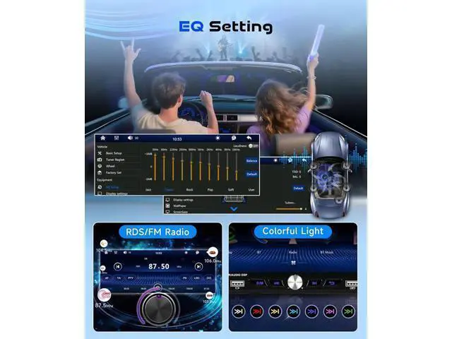 Alt view image 7 of 7 - 6.9-inch Single Din Car Stereo Wireless Carplay,1280X480P IPS Touch Screen Car Radio,5.0Bluetooth Audio,Night Vision Backup Camera,Mirror Link,EQ,GPS,Type-C/USB,SWC,7-Color Backlight,Mic,Android Auto
