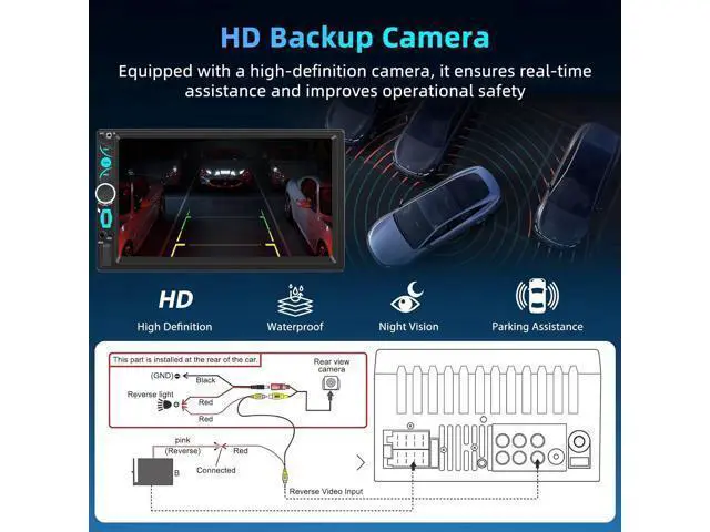 Alt view image 4 of 7 - 7" Wireless Double Din Car Stereo with Carplay, Android Auto, Bluetooth, Multimedia Car Audio Support Mirror Link, Backup Camera, FM/AM, HD Touchscreen, Aux Input Car Audio Receivers
