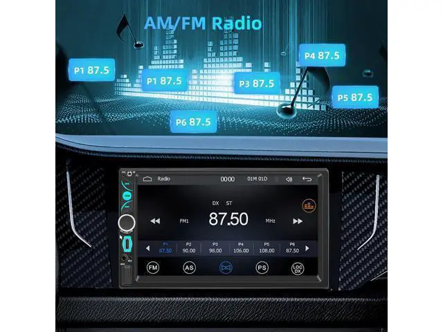 Alt view image 6 of 7 - 7" Wireless Double Din Car Stereo with Carplay, Android Auto, Bluetooth, Multimedia Car Audio Support Mirror Link, Backup Camera, FM/AM, HD Touchscreen, Aux Input Car Audio Receivers