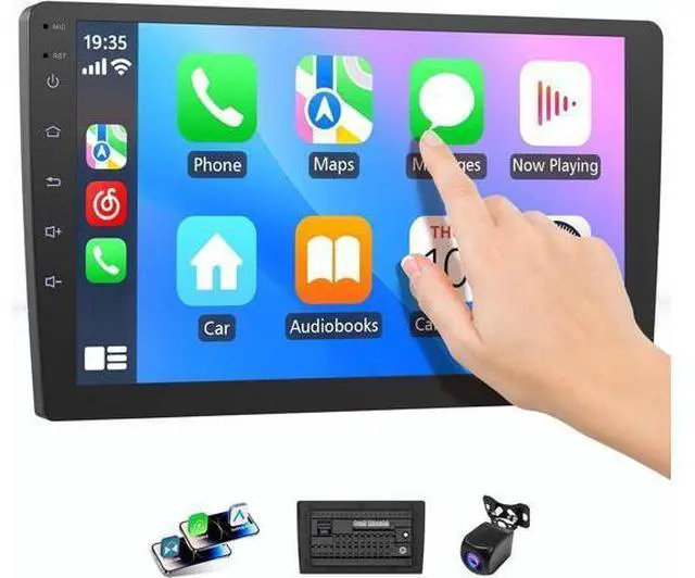 Main image of Wireless Double Din Car Stereo with Bluetooth, Wireless CarPlay and Android Auto, Backup Camera, GPS Navigation, Free APK Download and Deletion, FM, Voice Control, Mirror Link (9"-4G+64G)