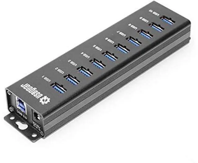 Alt view image 2 of 5 - USBGear 10-Port USB 3.2 Gen 1 Mountable Charging and SuperSpeed Data Hub with 5V/4A Power Adapter and USB Type-A to Type-B Cable Up to 900mA per Port Charging Function Wall and Surface Mounting
