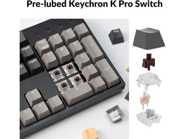 Alt view image 7 of 7 - Keychron C2 Pro Wired Custom Mechanical Keyboard Full Size Layout QMK/VIA Programmable Macro RGB Backlit with Hot-Swappable Keychron K Pro Brown Switch OEM Profile PBT Keycaps for Mac Windows Linux