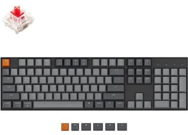 Main image of Keychron K10 Full Size Layout RGB Backlit Hot-Swappable Mechanical Gaming Keyboard for Mac Windows, Multitasking 104-Key Bluetooth Wireless/USB Wired Computer Keyboard with K Pro Red Switch