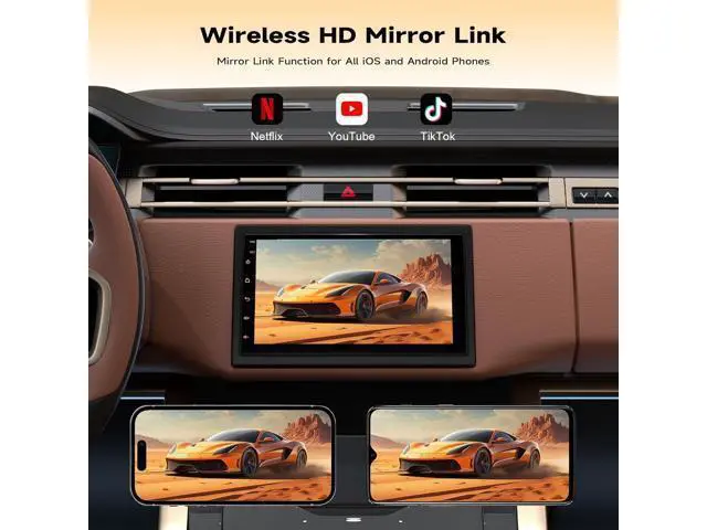 Alt view image 6 of 7 - Wireless Double Din Car Stereo with Bluetooth, Wireless CarPlay and Android Auto, Backup Camera, GPS Navigation, Free APK Download and Deletion, FM, Voice Control, Mirror Link (9"-4G+64G)