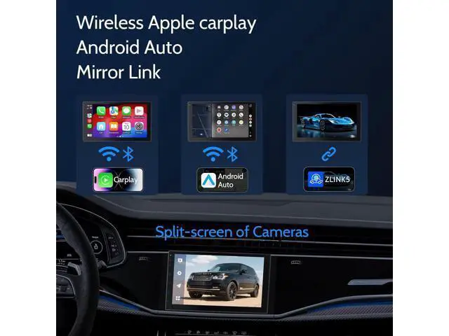 Alt view image 2 of 7 - 7" Car Stereo Double Din Wireless Apple Carplay Radio Screen for Car Audio Receivers, Bluetooth 5.0 Car Play Android Auto Touchscreen, Channel RCA, Backup Camera, SWC, FM/AM|Car Audio Receivers