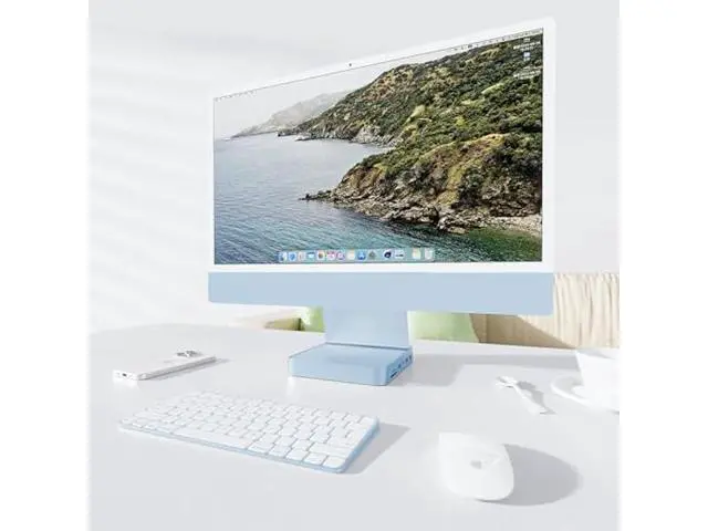 Alt view image 2 of 5 - USB C HUB for iMac 24 inch 2021/2023/2024, PULWTOP USB Hub Adapter iMac Accessories for iMac M1/M3/M4 with USB C 10Gbps 3*USB A SD/TF, Docking Station Support Expand M.2 SSD (Not Included),Blue