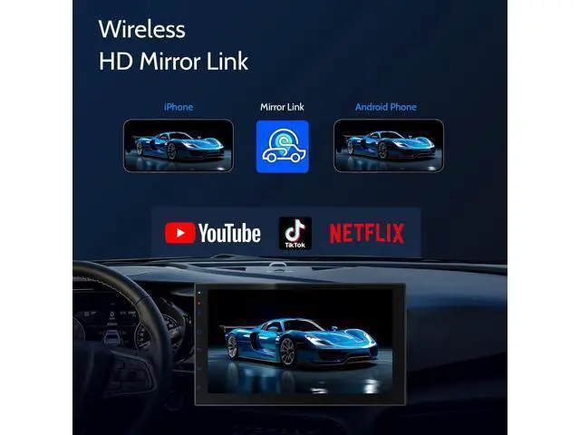 Alt view image 5 of 7 - 7" Car Stereo Double Din Wireless Apple Carplay Radio Screen for Car Audio Receivers, Bluetooth 5.0 Car Play Android Auto Touchscreen, Channel RCA, Backup Camera, SWC, FM/AM|Car Audio Receivers