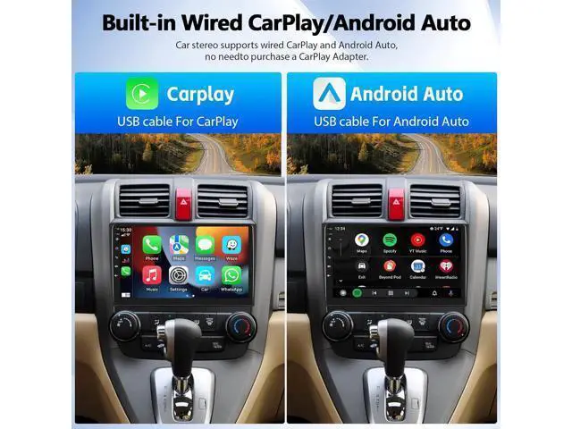 Alt view image 3 of 7 - Car Stereo MP5 Player for Honda CRV 2007-2011 Car Radio with Apple Carplay Android Auto Mirror Link, 9" Touch Screen Radio with Bluetooth Backup Camera FM SWC Dual USB Input