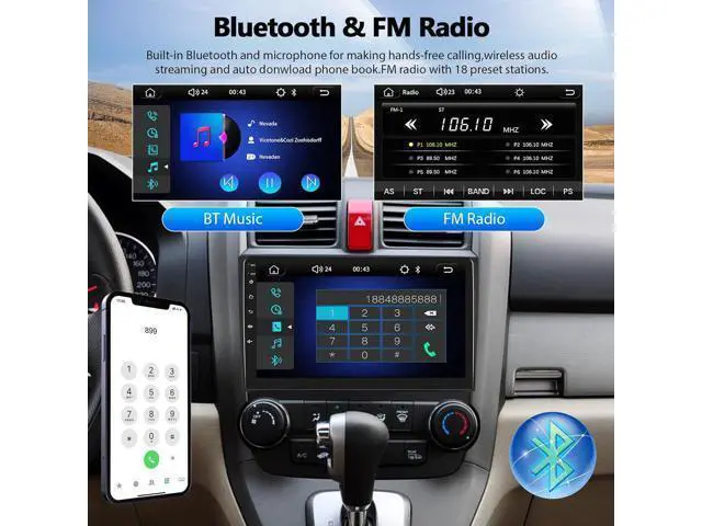 Alt view image 5 of 7 - Car Stereo MP5 Player for Honda CRV 2007-2011 Car Radio with Apple Carplay Android Auto Mirror Link, 9" Touch Screen Radio with Bluetooth Backup Camera FM SWC Dual USB Input