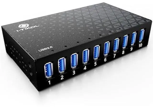 Main image of 10 Ports USB Hub 3.0 Powered Aluminium - USB Hub Charger - Multiple Port - USB Splitter Hub with Power Adapter 12V/5A/60W - for Laptop, PC,Flash Drives, HDD,Hard Drive,Mouse,XPS,Xbox,Keyboard