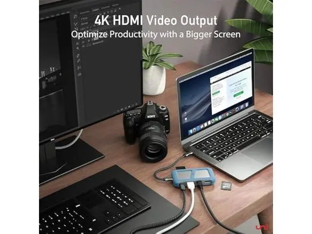 Alt view image 5 of 5 - uni USB C Hub Multiport Adapter with Detachable Cable, 8-in-1 USB C Hub with 4K HDMI, 1Gbps Ethernet, SD Card Reader, 100W PD, Compatible for MacBook Pro 2023, iPad Pro 2023, Galaxy S24/S23 & More
