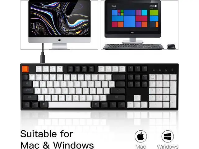 Alt view image 3 of 7 - Keychron C2 Full Size 104 Keys Wired Mechanical Gaming Keyboard for Mac Layout, Gateron G Pro Brown Switch/White LED Backlight/Double Shot ABS Keycaps/USB C Computer Keyboard for Windows Laptop