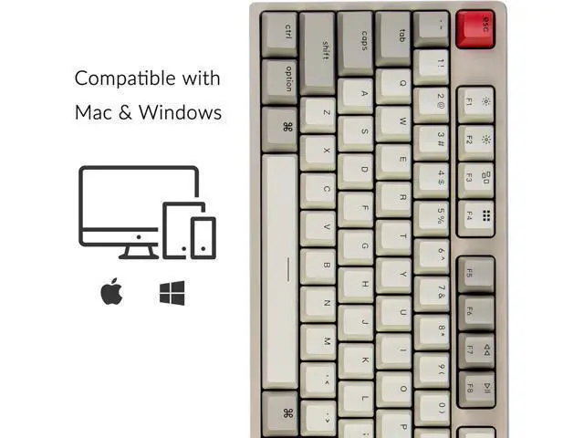 Alt view image 2 of 7 - Keychron C2 Full Size Hot-swappable Wired Mechanical Keyboard Compatible with Mac, Keychron Red Switch, 104 Keys ABS Retro Color Keycaps Gaming Keyboard for Windows, USB-C Type-C Braid Cable