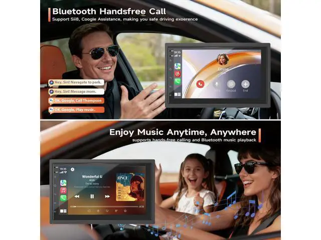 Alt view image 3 of 7 - Wireless Double Din Car Stereo with Bluetooth, Wireless CarPlay and Android Auto, Backup Camera, GPS Navigation, Free APK Download and Deletion, FM, Voice Control, Mirror Link (9"-4G+64G)