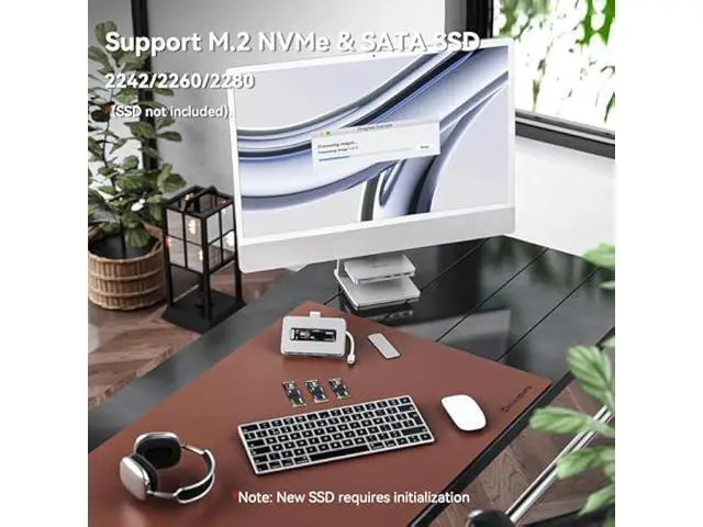 Alt view image 4 of 5 - Minisopuru iMac Hub - Compatible with iMac 24 inch M1/M3/M4 and Studio Display 27 inch, Accessories Support Max 10Gbps M.2 SSD (SSD Not Included), USB A/C 10Gbps, SD/TF, Silver.