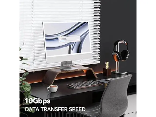 Alt view image 3 of 5 - Minisopuru iMac Hub - Compatible with iMac 24 inch M1/M3/M4 and Studio Display 27 inch, Accessories Support Max 10Gbps M.2 SSD (SSD Not Included), USB A/C 10Gbps, SD/TF, Silver.