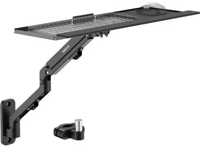Main image of Mount-It! Keyboard Wall Mount with Pole Option, Adjustable Keyboard and Mouse Tray with Spring Arm, Full Motion Swivel Tilt Extension, Ergonomic Workstation for Medical, Office, and Sim Racing