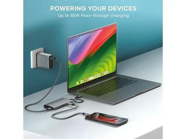 Alt view image 5 of 5 - Satechi 8 in 1 USB C Hub Multiport Adapter V3, 8K HDMI, 100W Charging, 4 USB Data Ports, Ethernet, SD Card Reader, for Laptop, for Mac/Windows, MacBook Air/Pro M4, iPad - Space Gray
