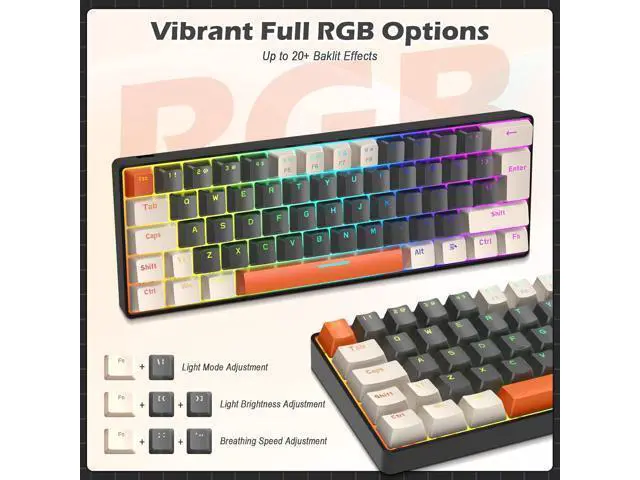 Alt view image 3 of 7 - ZIYOU LANG RK-T60 Wired Mechanical Gaming Keyboard and Mouse Combo Portable with Rainbow Backlit 62Key NKRO 6400DPI RGB Honeycomb Mice Coiled Aviator Cable for PS4/PC/WIN Gamer(Dark Gray/Blue Switch)