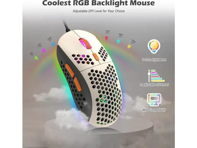 Alt view image 6 of 7 - ZIYOU LANG RK-T60 Wired Mechanical Gaming Keyboard and Mouse Combo Portable with Rainbow Backlit 62Key NKRO 6400DPI RGB Honeycomb Mice Coiled Aviator Cable for PS4/PC/WIN Gamer(Dark Gray/Blue Switch)