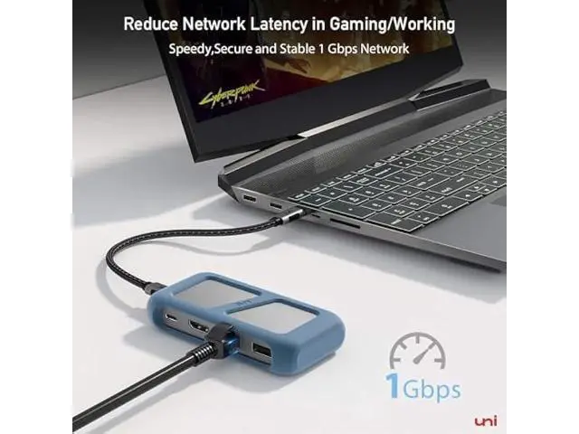 Alt view image 3 of 5 - uni USB C Hub Multiport Adapter with Detachable Cable, 8-in-1 USB C Hub with 4K HDMI, 1Gbps Ethernet, SD Card Reader, 100W PD, Compatible for MacBook Pro 2023, iPad Pro 2023, Galaxy S24/S23 & More