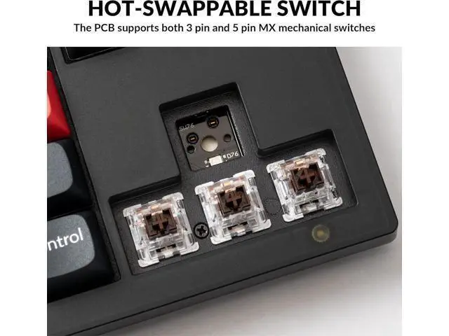 Alt view image 3 of 7 - Keychron V3 Wired Custom Mechanical Keyboard, TKL Tenkeyless QMK/VIA Programmable Macro with Hot-swappable Keychron K Pro Brown Switch Compatible with Mac Windows Linux (Frosted Black-Translucent)