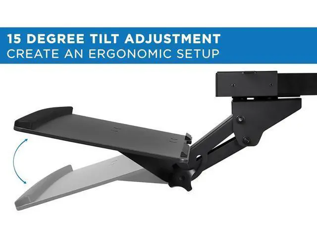 Alt view image 4 of 7 - Mount-It! Keyboard Tray Under Desk, Full Motion Computer Keyboard and Mouse Tray, Slide Out Ergonomic Keyboard Drawer with Gel Wrist Pad, 26" Wide, Tilt, Swivel and Height Adjustment, Black