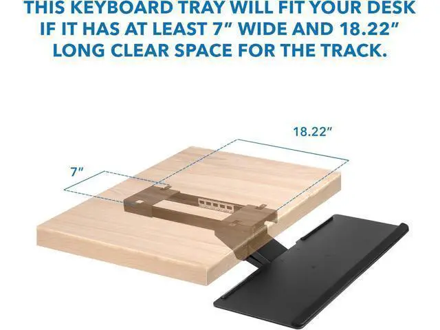 Alt view image 2 of 7 - Mount-It! Keyboard Tray Under Desk, Full Motion Computer Keyboard and Mouse Tray, Slide Out Ergonomic Keyboard Drawer with Gel Wrist Pad, 26" Wide, Tilt, Swivel and Height Adjustment, Black