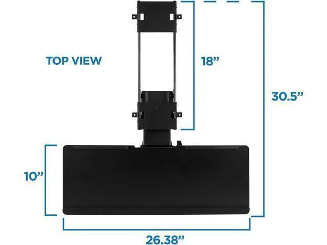 Alt view image 7 of 7 - Mount-It! Keyboard Tray Under Desk, Full Motion Computer Keyboard and Mouse Tray, Slide Out Ergonomic Keyboard Drawer with Gel Wrist Pad, 26" Wide, Tilt, Swivel and Height Adjustment, Black