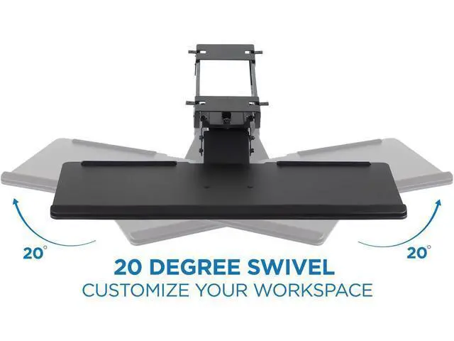 Alt view image 6 of 7 - Mount-It! Keyboard Tray Under Desk, Full Motion Computer Keyboard and Mouse Tray, Slide Out Ergonomic Keyboard Drawer with Gel Wrist Pad, 26" Wide, Tilt, Swivel and Height Adjustment, Black