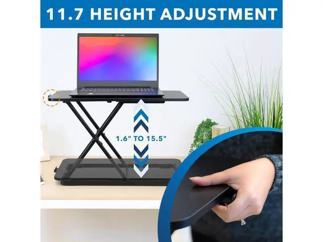 Alt view image 4 of 7 - Mount-It! Standing Keyboard Tray, Height Adjustable Keyboard and Mouse Riser for Desk, Sit Stand Keyboard Platform, Large 23.6" x 11.8 Surface for Keyboard, Mouse or Laptop