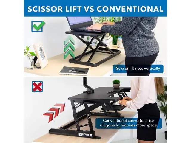 Alt view image 5 of 7 - Mount-It! Standing Keyboard Tray, Height Adjustable Keyboard and Mouse Riser for Desk, Sit Stand Keyboard Platform, Large 23.6" x 11.8 Surface for Keyboard, Mouse or Laptop