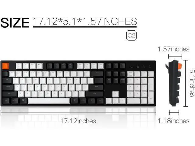 Alt view image 7 of 7 - Keychron C2 Full Size Wired Mechanical Keyboard for Mac, Hot-swappable, Gateron G Pro Brown Switch, RGB Backlight, 104 Keys ABS keycaps Gaming Keyboard for Windows, USB-C Type-C Braid Cable