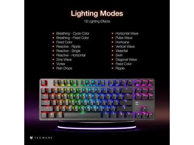 Alt view image 6 of 7 - TECWARE Phantom+ 87 Key Mechanical Gaming Keyboard, RGB led, TKL 75% Keyboard, Thocky Sounding, Wraith Red Switch