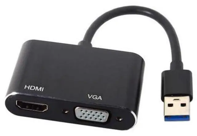 Main image of USB 3.0 & 2.0 to HDMI & VGA HDTV Adapter Cable External Graphics Card Compatible for Windows Mac Laptop