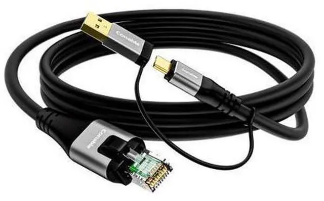 Main image of USB to Ethernet Cable 6 FT, USB-C & USB-A Port Two in One, USB C to RJ45 Network Cord, Gigabit, Directly Connected, Thunderbolt 4/3 Compatible with PCs, Laptops, Tablets, Smartphones- Not for Charging