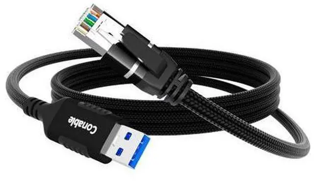 Main image of USB to Ethernet Cable 20 FT, USB 3.0 Type A to RJ45 Cable, USB to Network Internet LAN Adapter, Gigabit, Directly Connected, Aluminum, Braided, Compatible with Laptop, PC, Switch and More