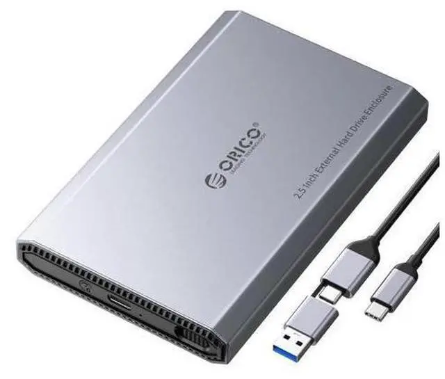 Main image of Aluminum USB C Hard Drive Enclosure for 2.5 Inch SATA SSD/HDD, USB 3.2 GEN 2 USB C to USB A/C 2 in 1 Cable, Support macOS Windows Linux OS, Compatible with Samsung Crucial WD Drives(DD25-C3)